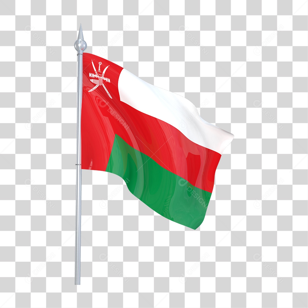 Bandeira de Omã em Estilo Realista Formato PNG Transparente