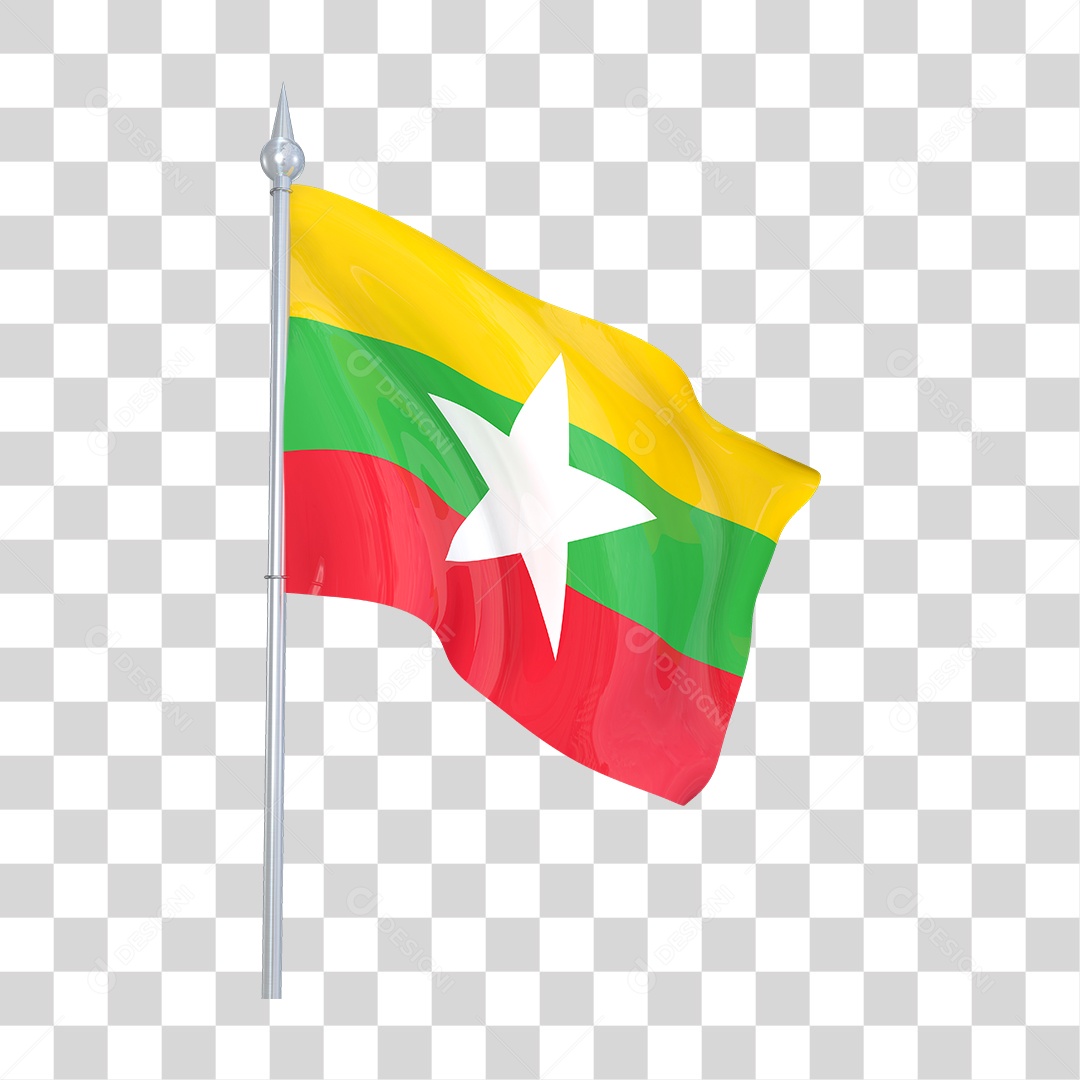 Bandeira de Mianmar em Estilo Realista Formato PNG Transparente