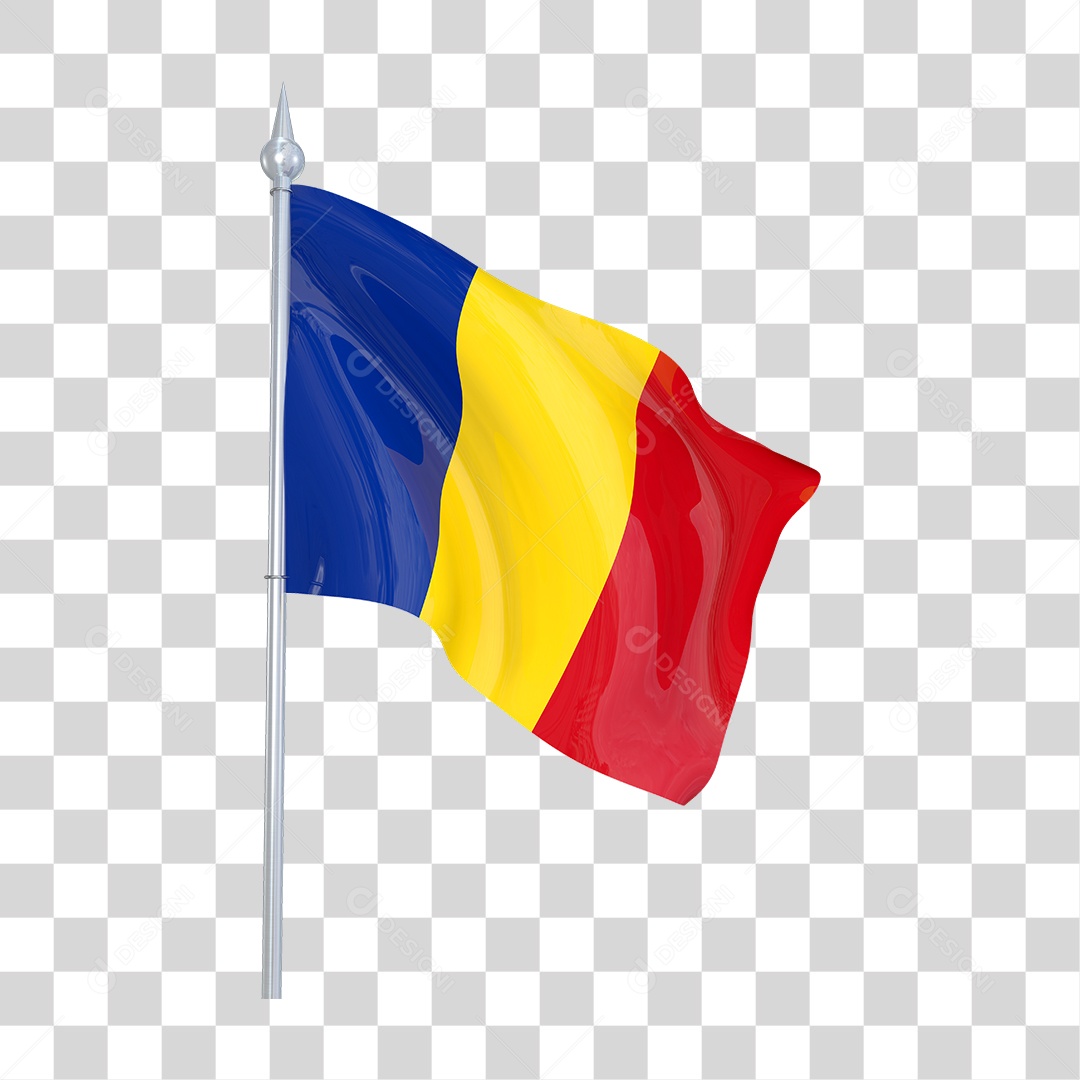 Bandeira da Romênia em Estilo Realista Formato PNG Transparente