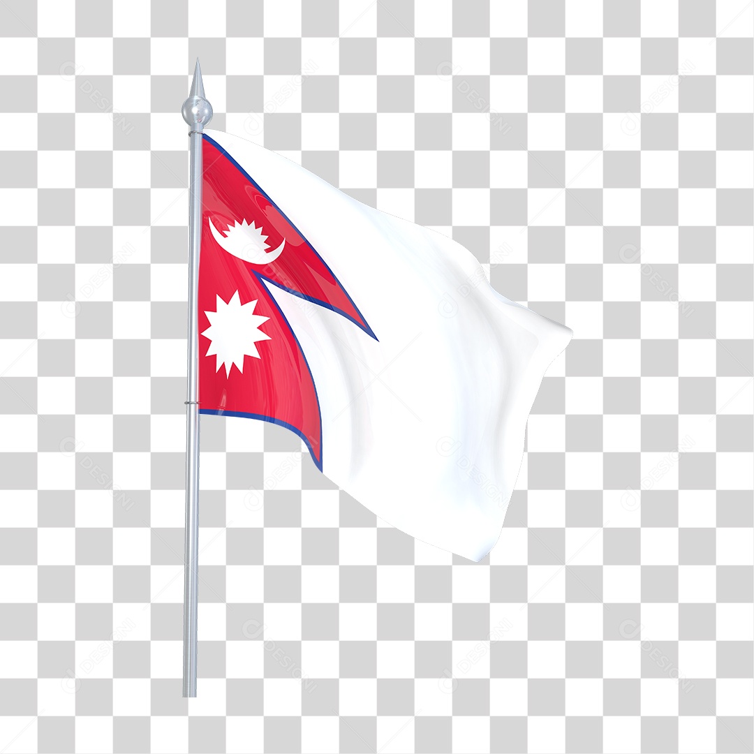 Bandeira do Nepal em Estilo Realista Formato PNG Transparente