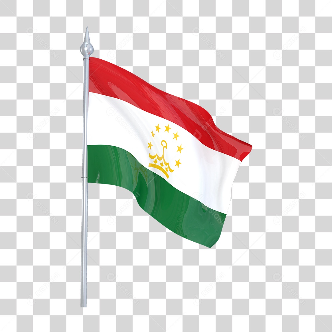Bandeira do Tajiquistão em Estilo Realista Formato PNG Transparente