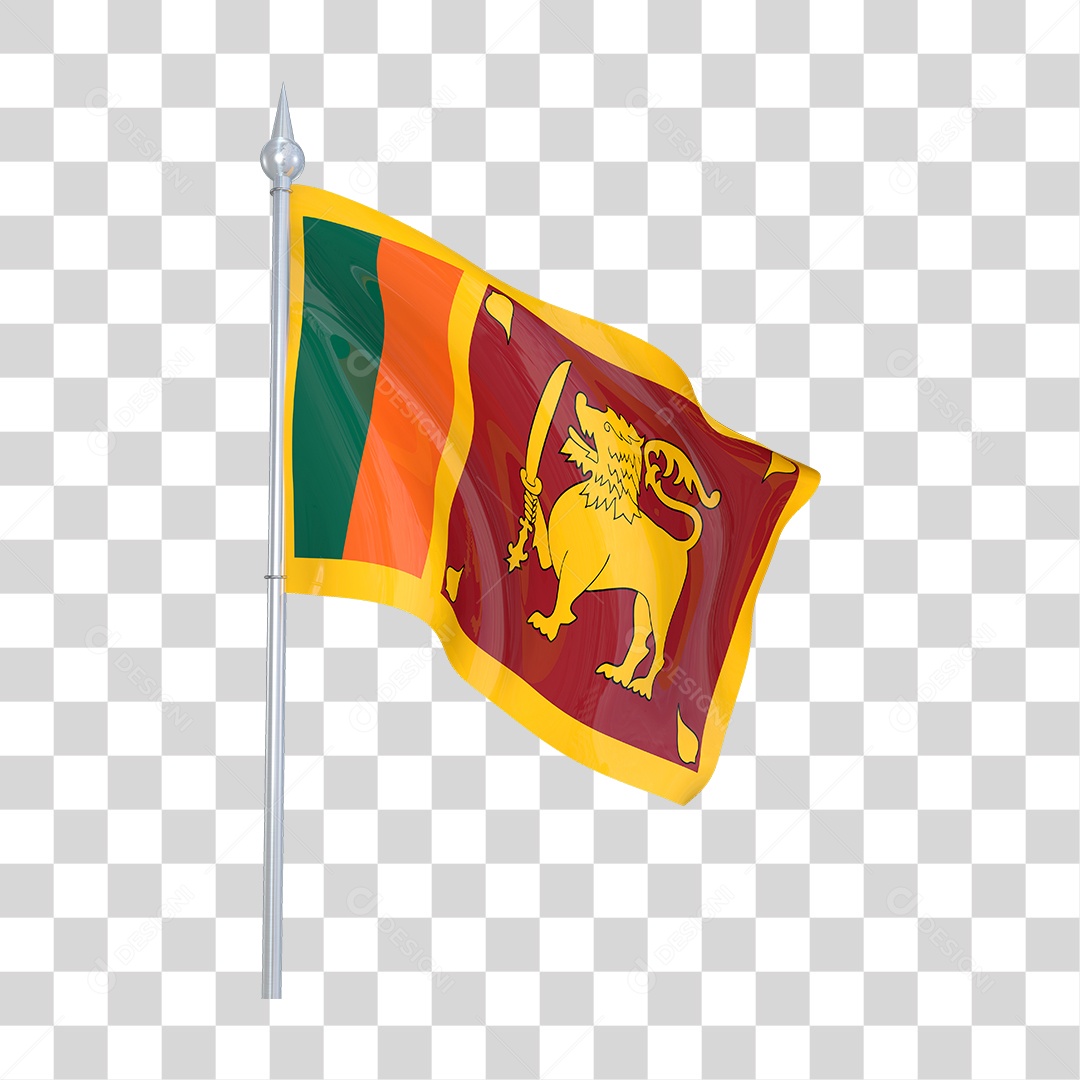 Bandeira do Sri Lanka em Estilo Realista Formato PNG Transparente