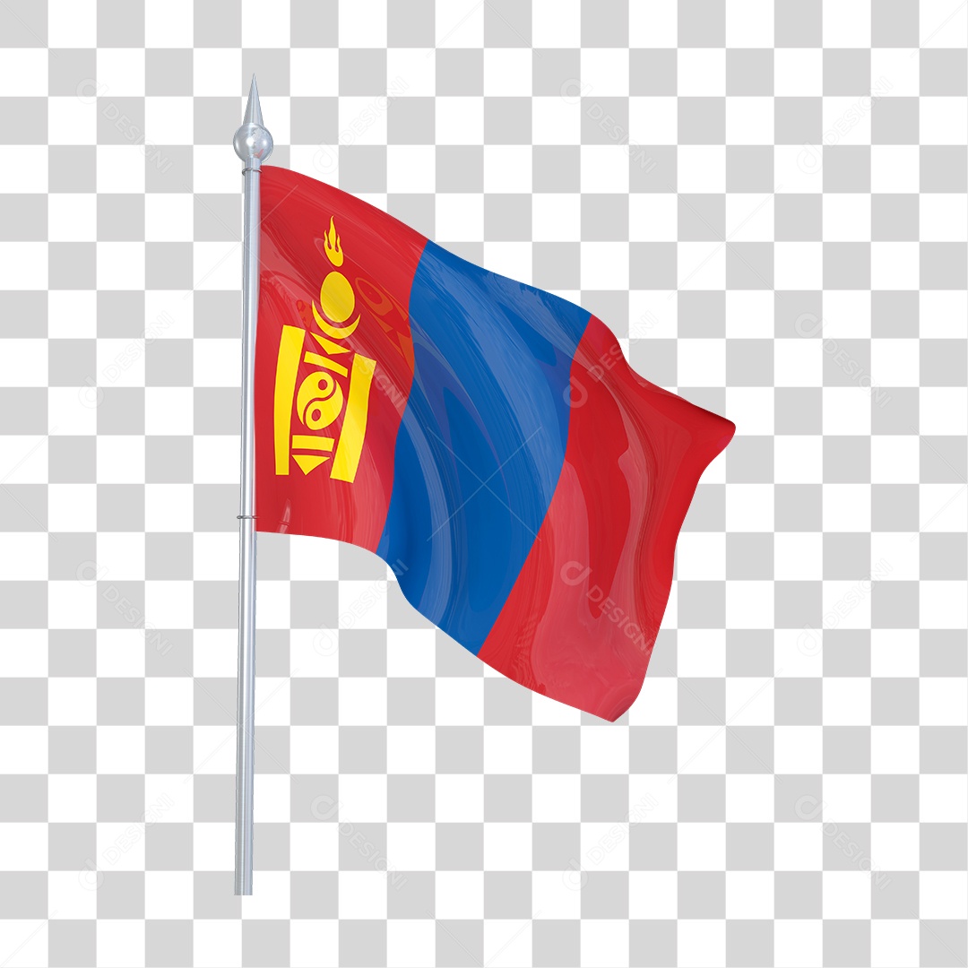 Bandeira da Mongólia em Estilo Realista Formato PNG Transparente