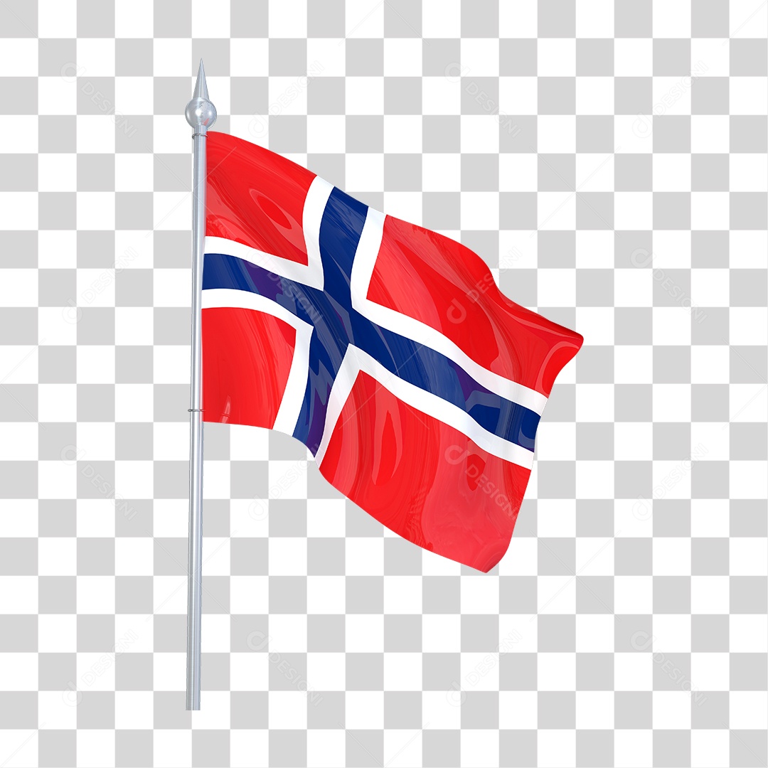 Bandeira da Noruega em Estilo Realista Formato PNG Transparente