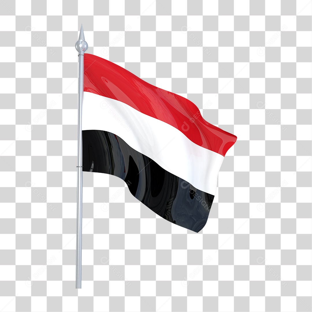 Bandeira do Iêmen em Estilo Realista Formato PNG Transparente