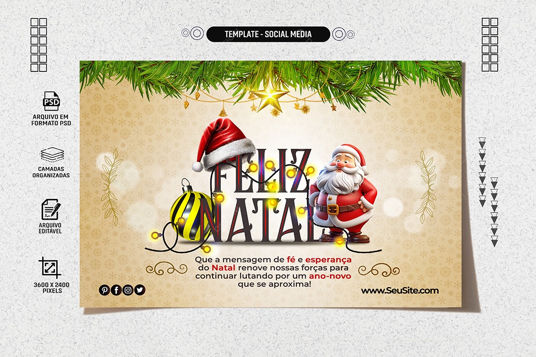 Social Media Banner Feliz Natal Fé e Esperança PSD Editável