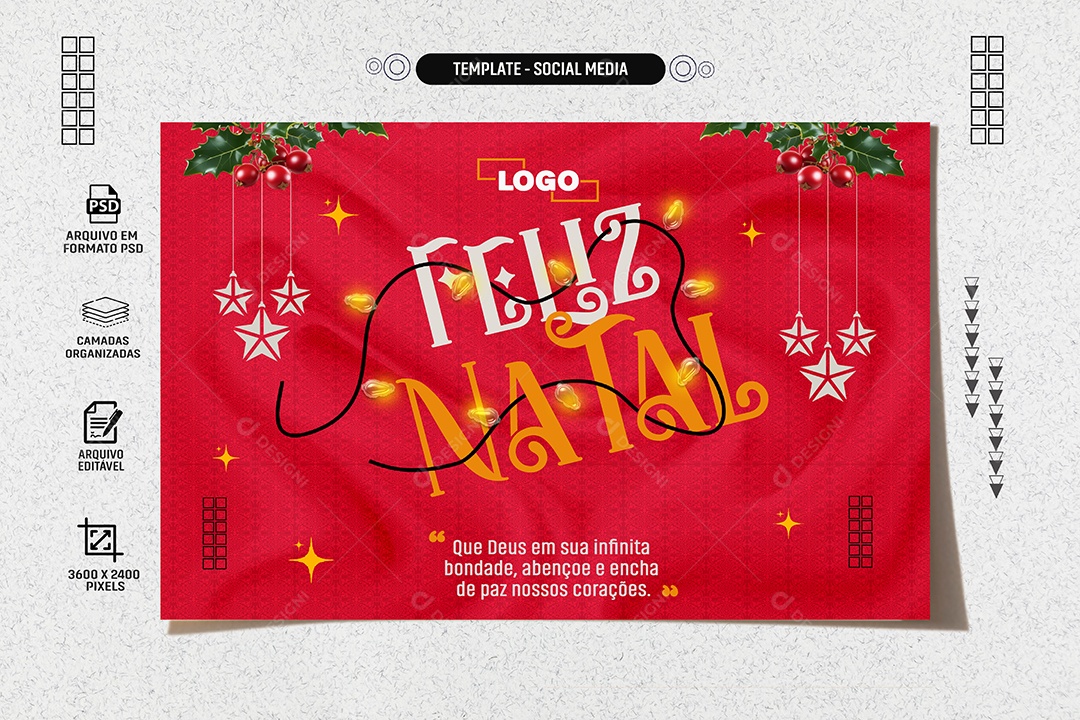 Banner Feliz Natal 25 De Dezembro Social Media PSD Editável