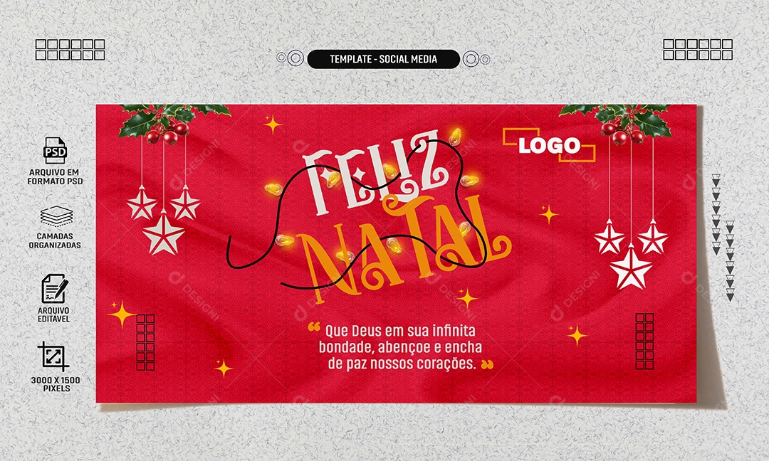 Banner Paz Nossos Corações Feliz Natal Social Media PSD Editável