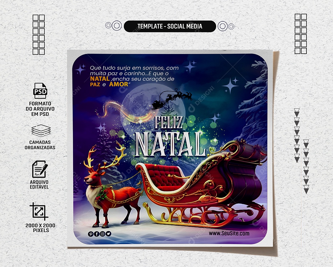 Social Media Feed Coração De Paz e Amor Feliz Natal PSD Editável