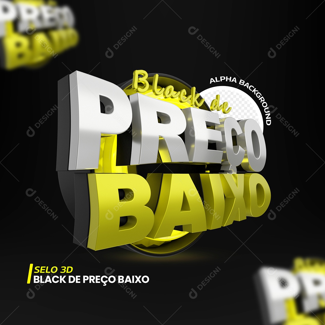 Black de Preço Baixo Selo 3D Amarelo Branco para Composição PSD