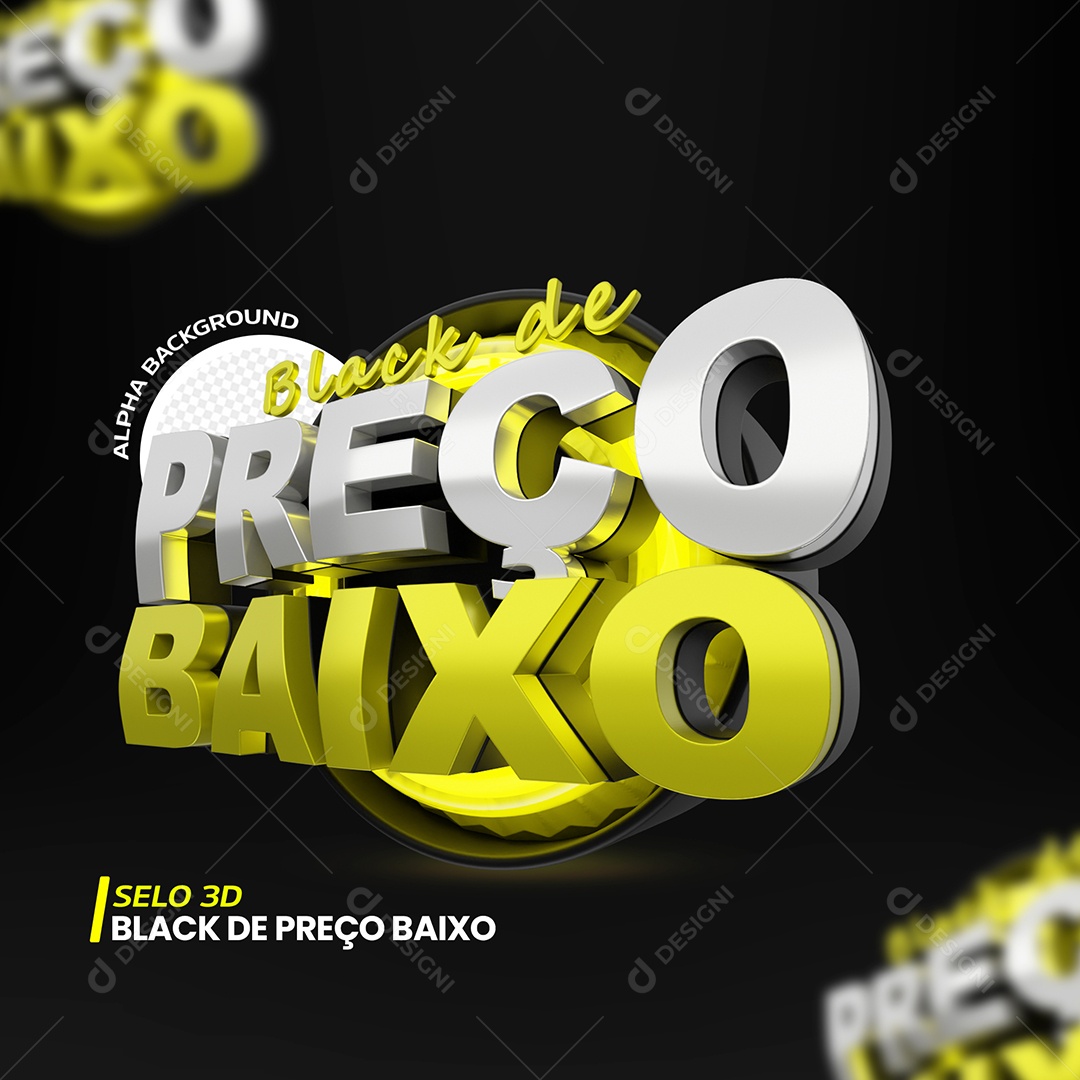 Black de Preço Baixo Selo 3D Branco Amarelo Preto para Composição PSD