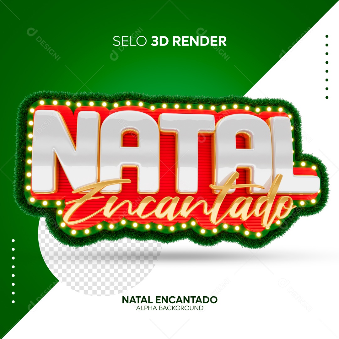 Selo 3D Natal Encantado Para Composição PSD