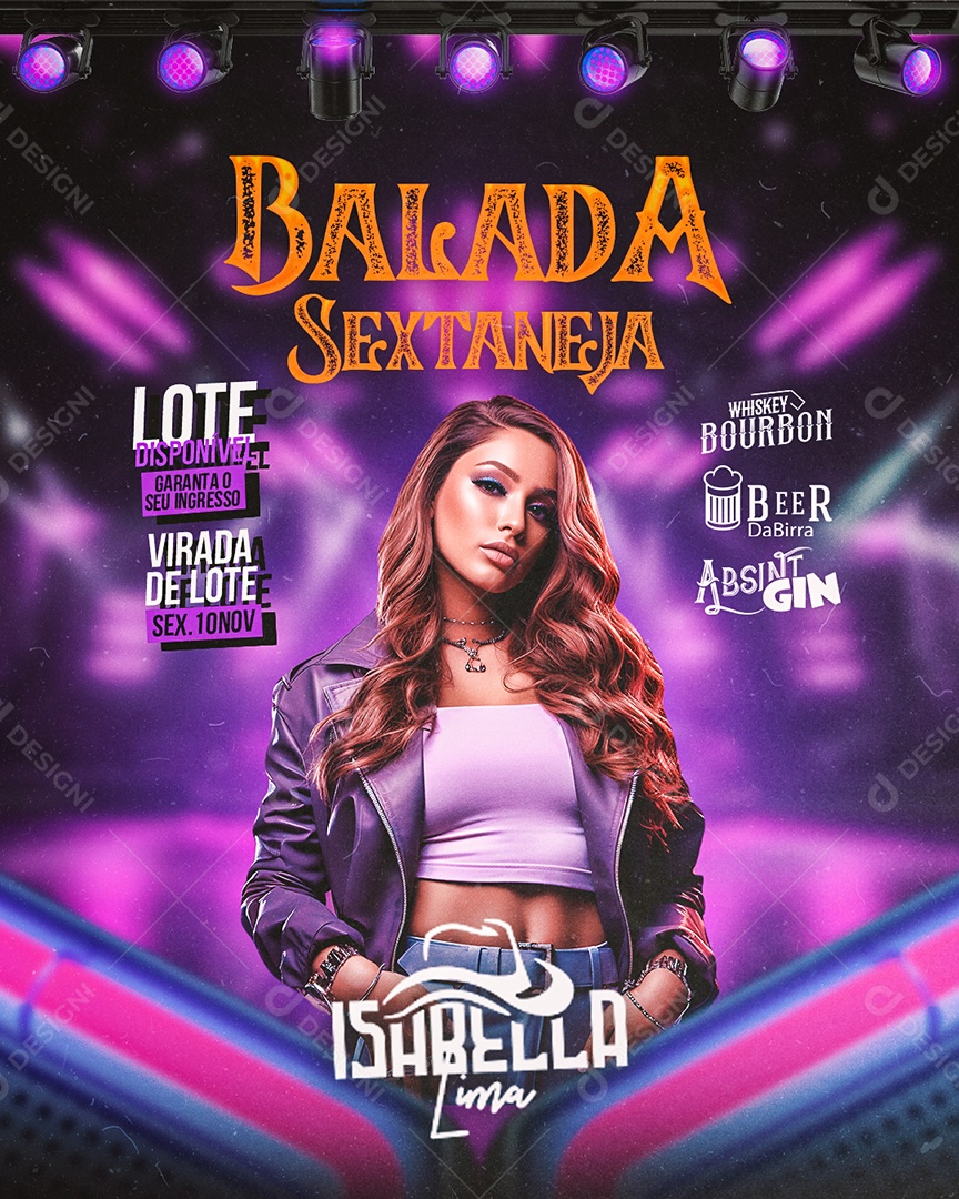 Flyer Balada Sextaneja Isabella Lima Social Media PSD Editável