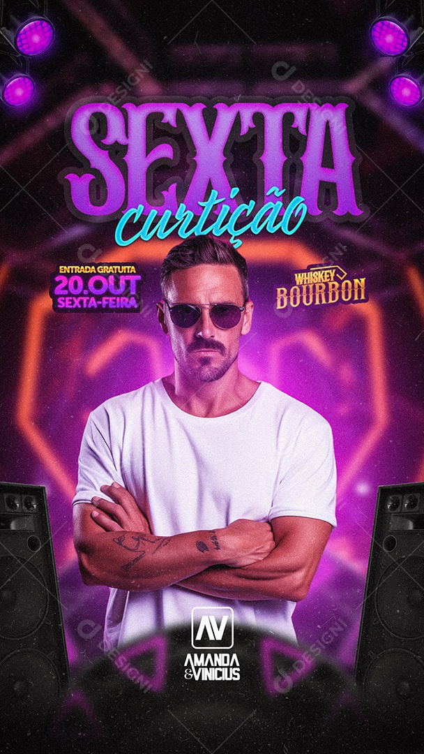 Story Flyer Sexta Curtição Amanda & Vinicius Social Media PSD Editável