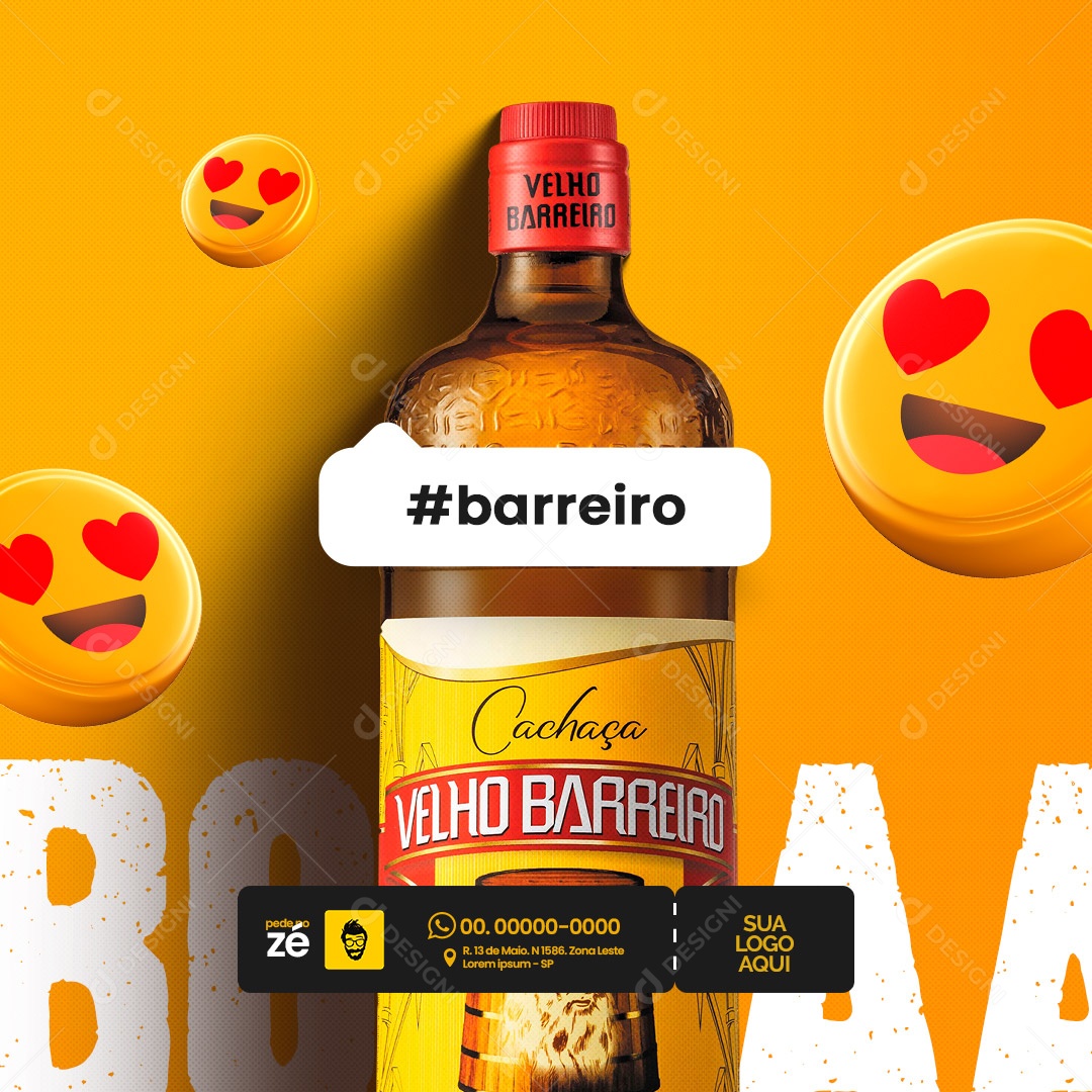 Distribuidora de Bebidas Cachaça Velho Barreiro Social Media PSD Editável
