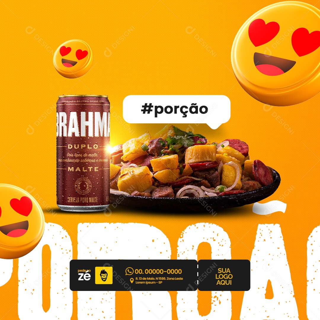 Distribuidora de Bebidas Porção e Brahma Duplo Malte Social Media PSD Editável