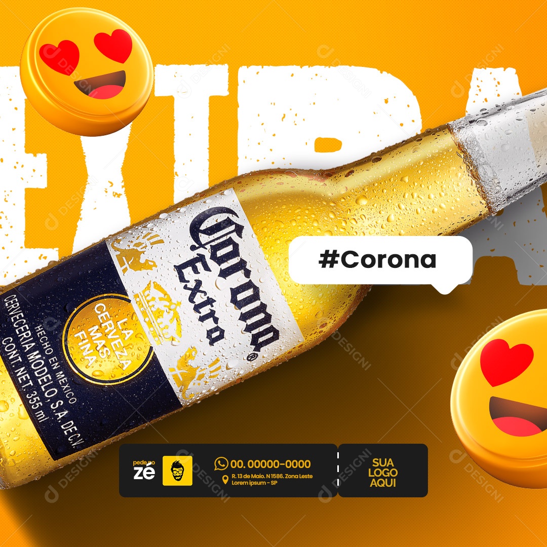 Distribuidora de Bebida Cerveja Corona Social Media PSD Editável