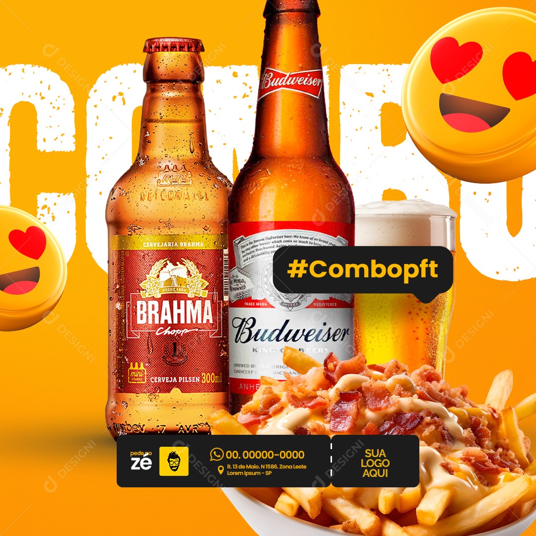 Distribuidora de Bebida Brahma Budweiser Combo Social Media PSD Editável