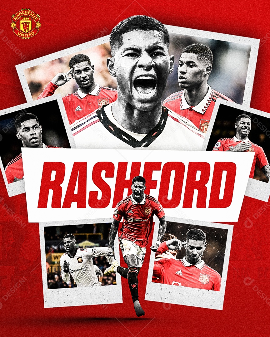 Social Media Flyer Futebol Rashford PSD Editável