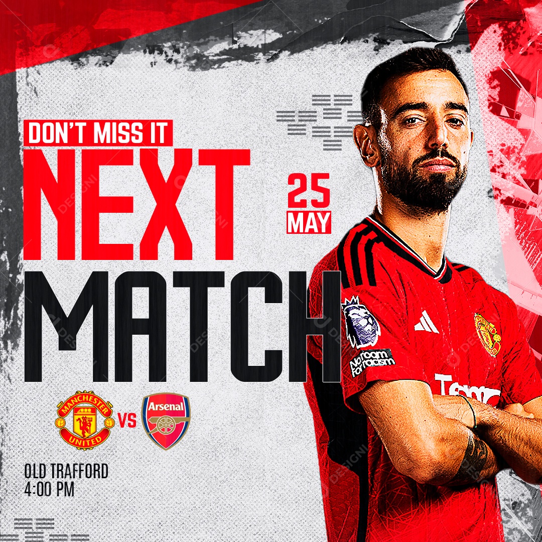 Social Media Flyer Feed Manchester United X Arsenal PSD Editável