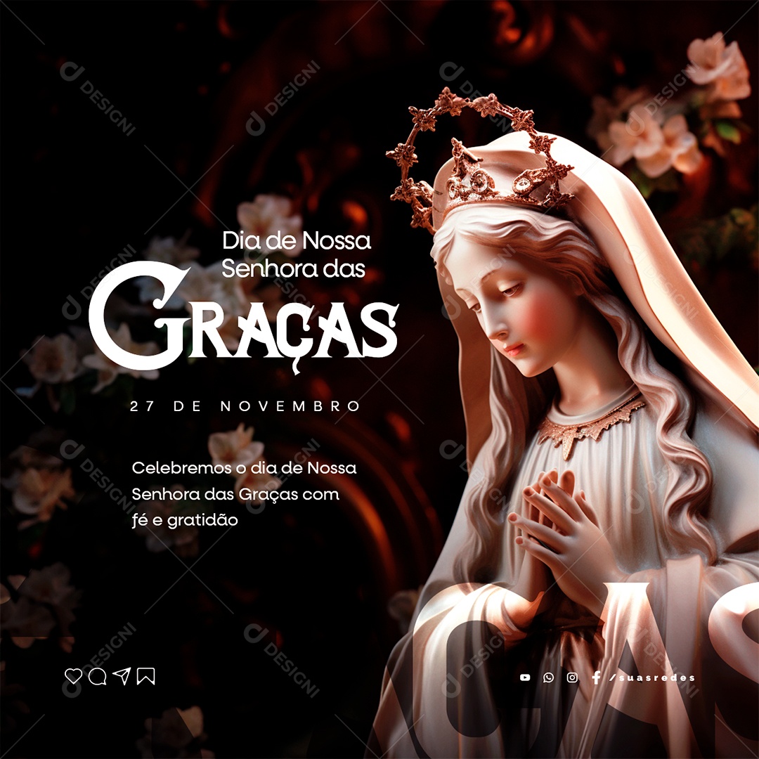 Social Media Dia de Nossa Senhora das Graças 27 de Novembro PSD Editável