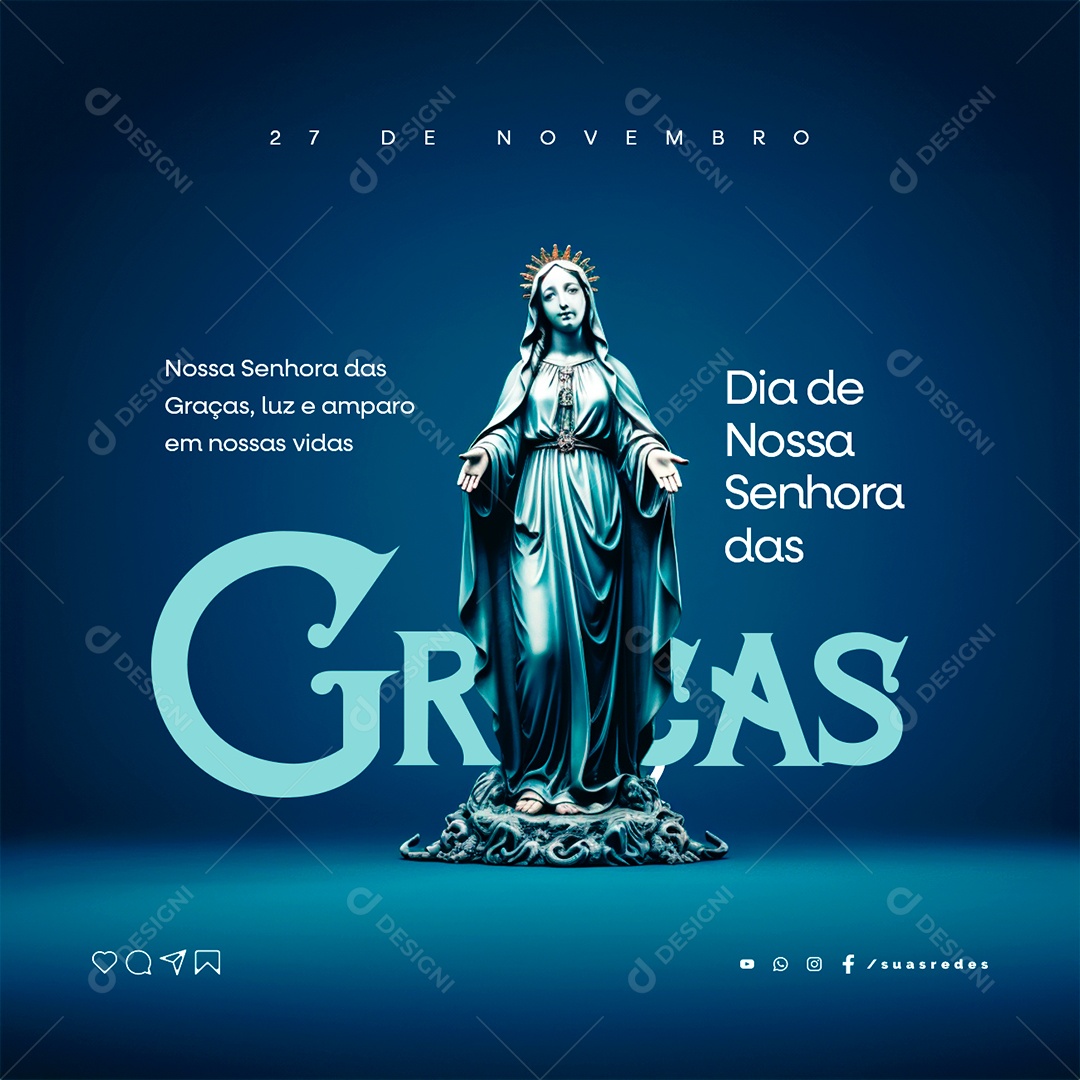 Dia de Nossa Senhora das Graças 27 de Novembro Social Media PSD Editável
