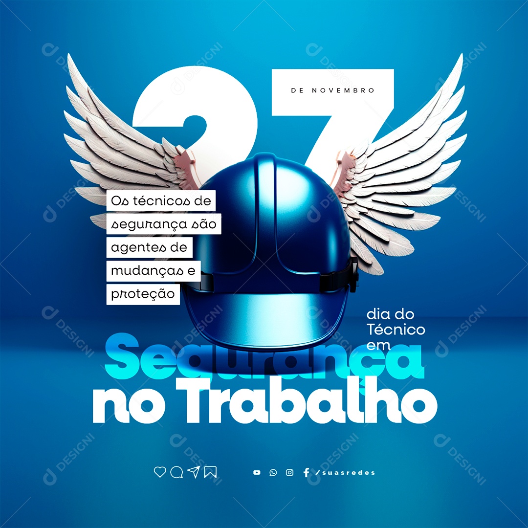 Dia do Técnico em Segurança no Trabalho São Agentes de Mudanças e Proteção Social Media PSD Editável