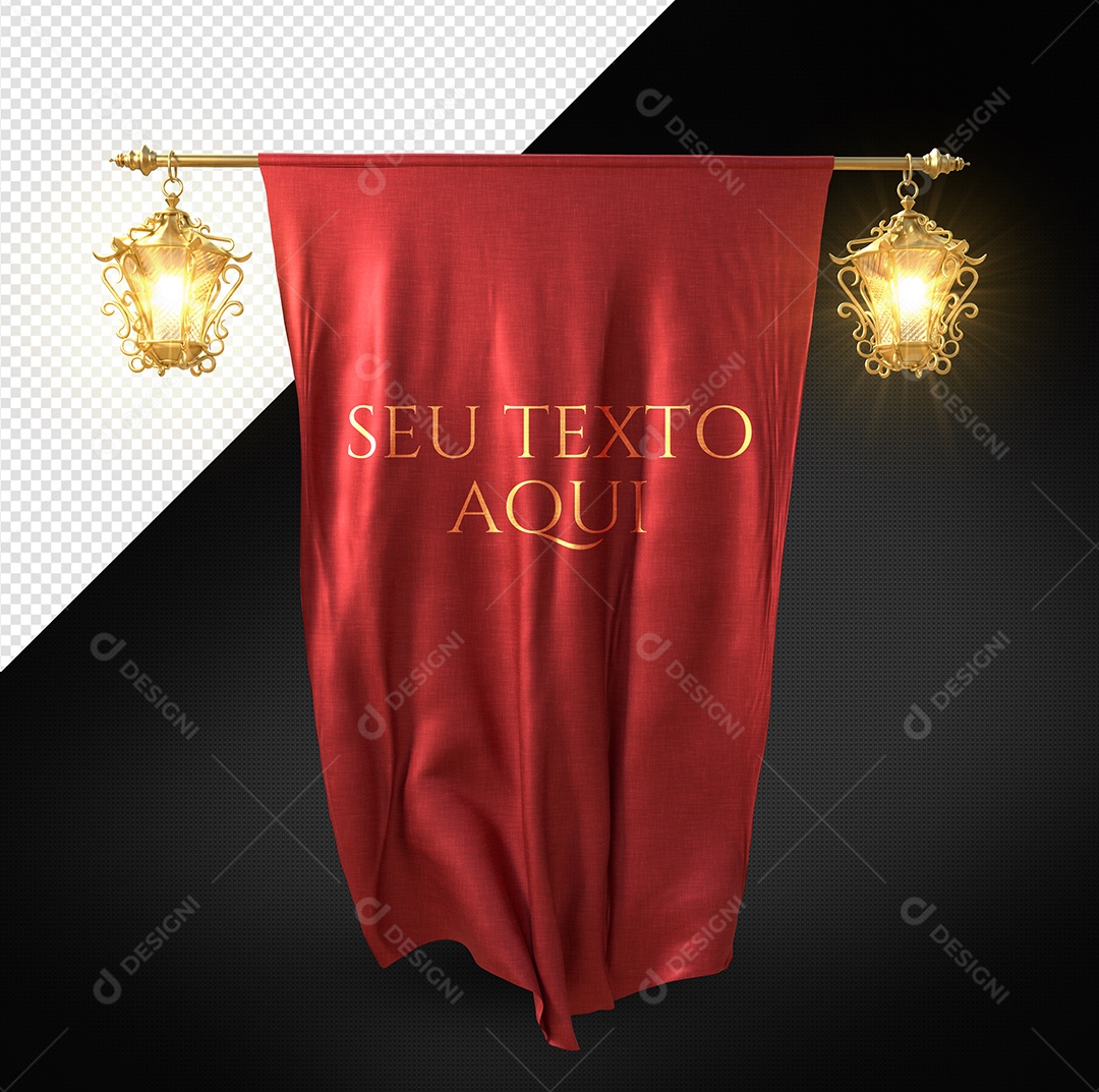 Elemento 3D Bandeira Natalina Para Composição PSD