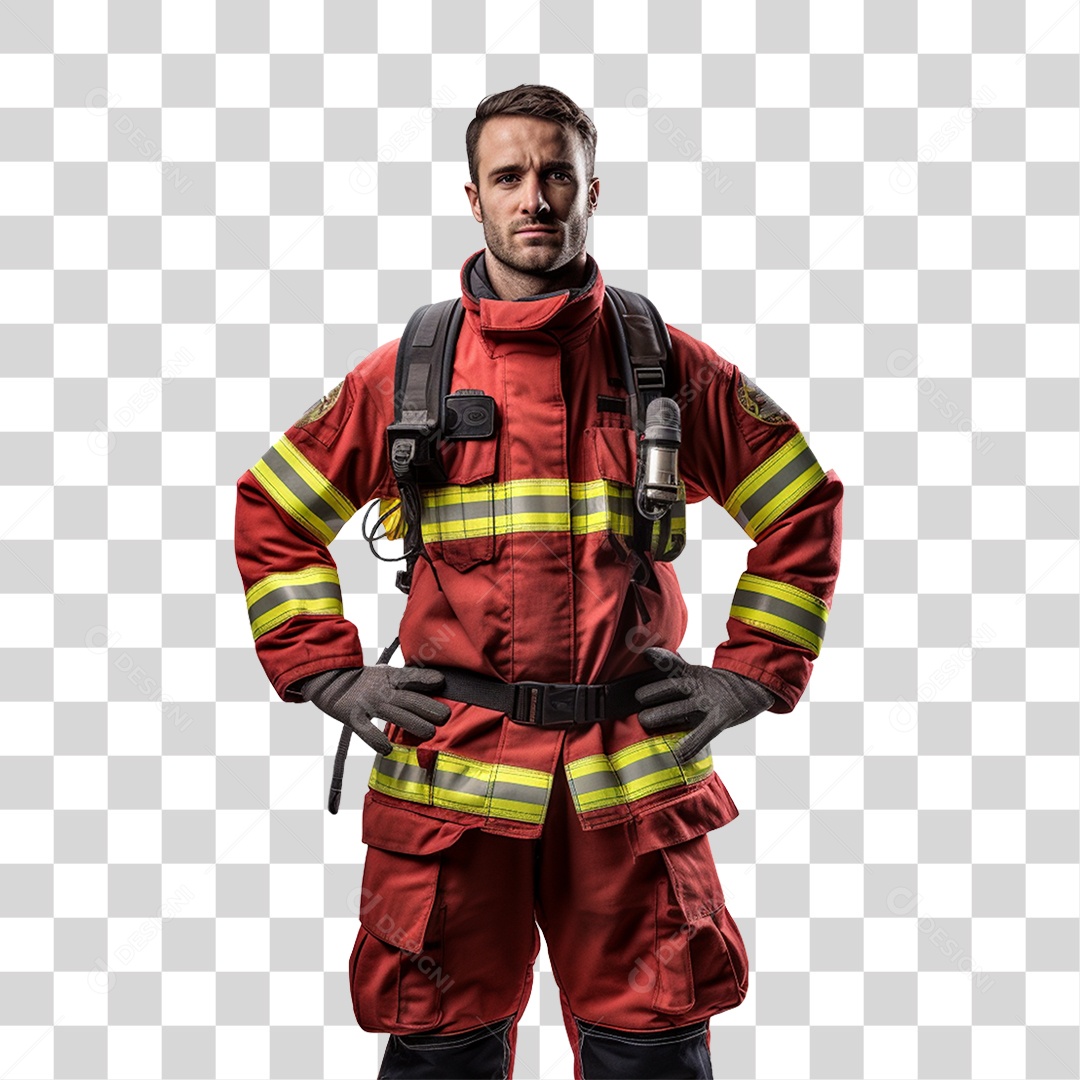 Homem Bombeiro Profissão de Risco PNG Transparente