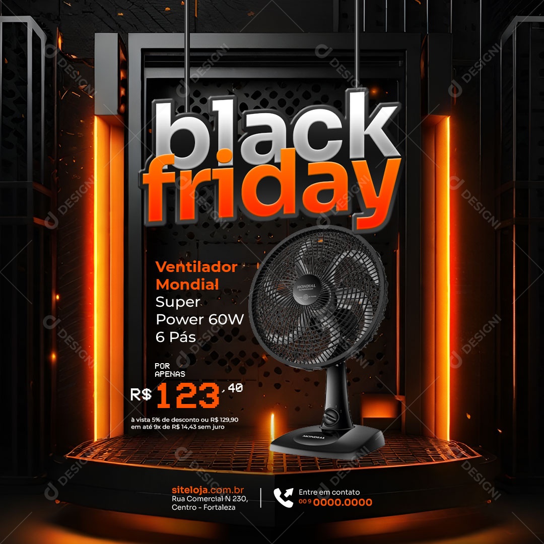 Loja Black Friday Ventilador Mond8al Super Power Social Media PSD Editável