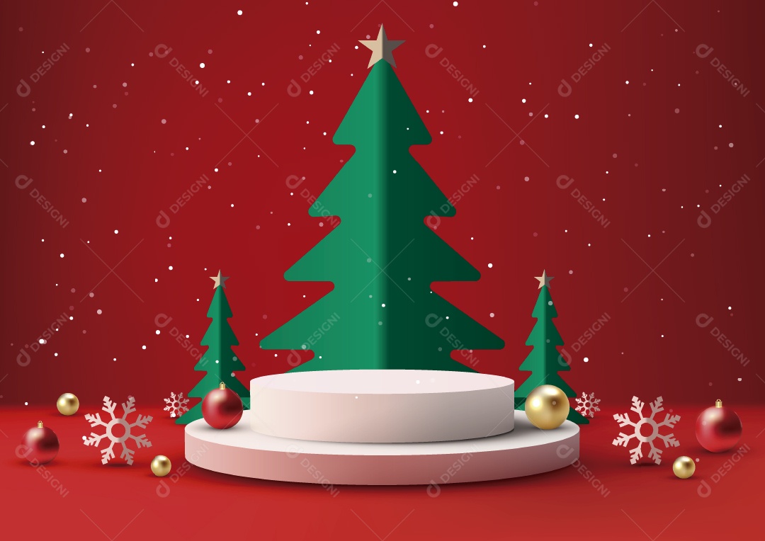 Modelo de Pódio de Natal Ilustração Vetor EPS