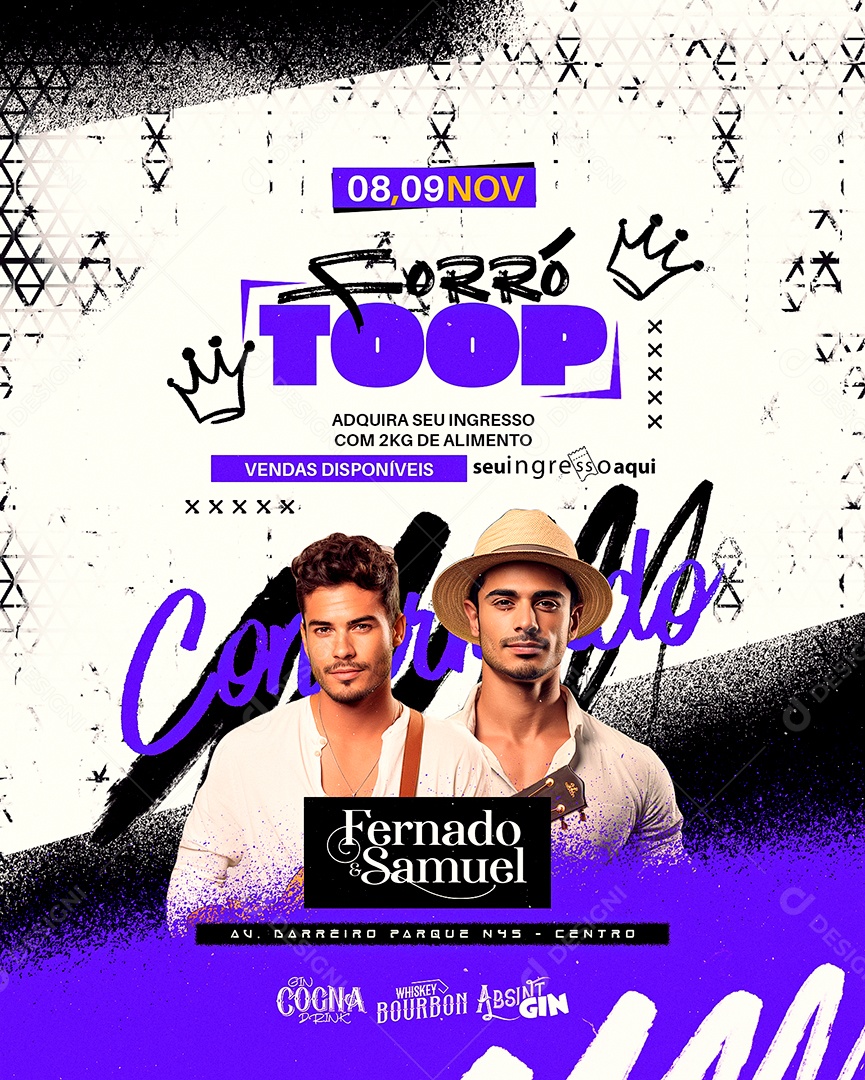 Flyer Forró Toop Contratado Fernado & Samuel Social Media PSD Editável