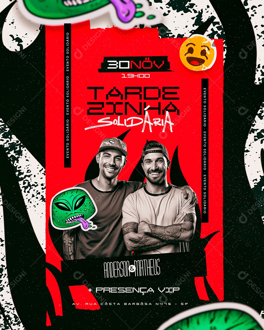 Flyer Tardezinha Solidária Anderson & Matheus Social Media PSD Editável
