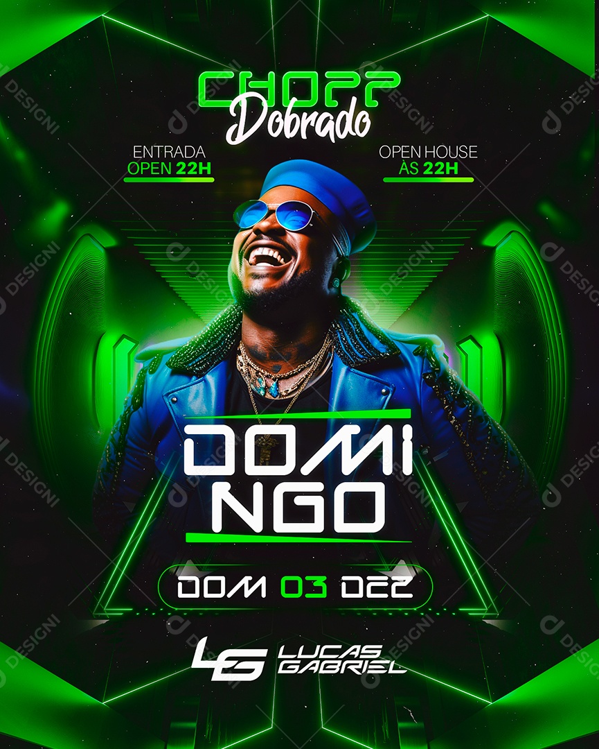 Flyer Chopp Dobrado Domingo Lucas Gabriel Social Media PSD Editável