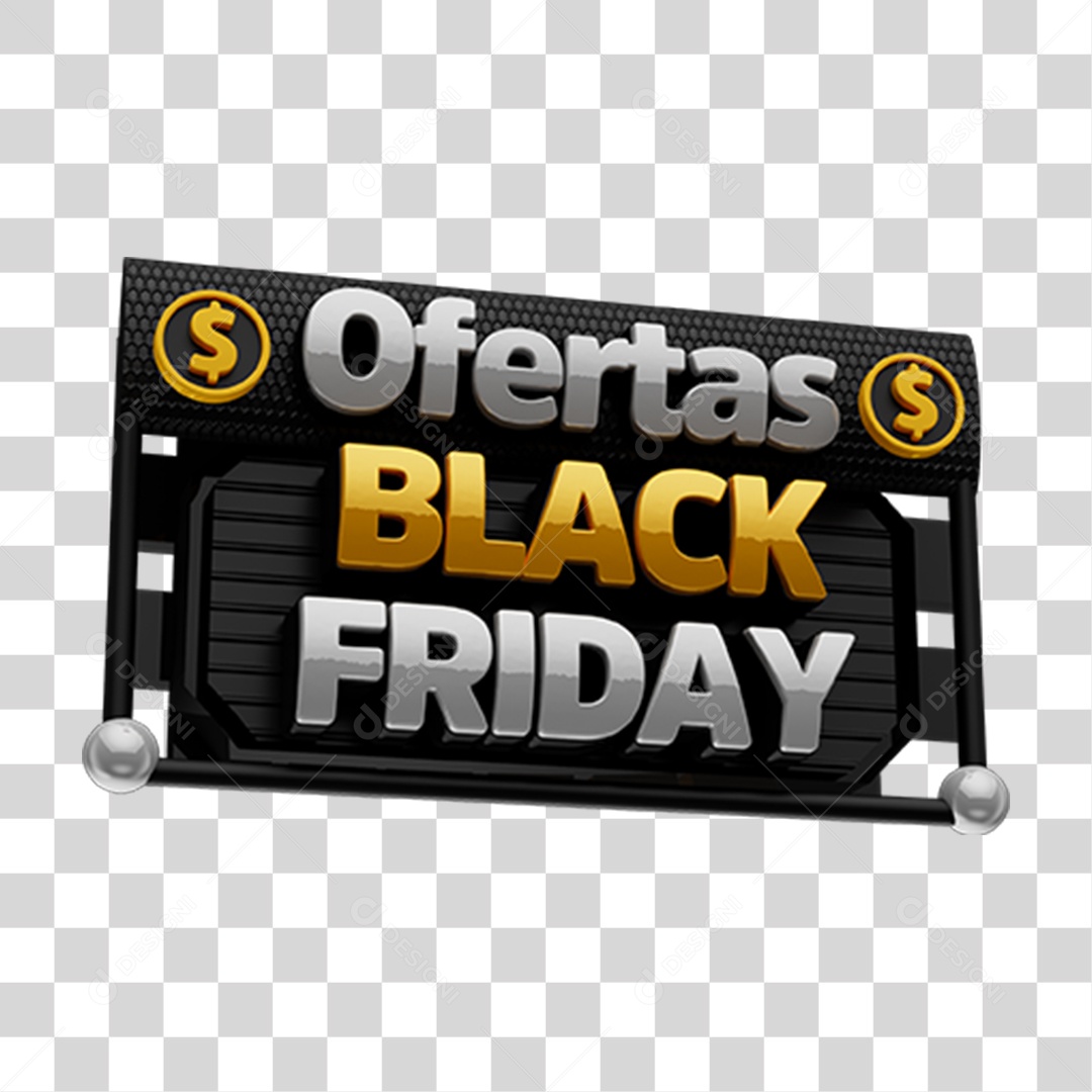 Selo 3D Ofertas Black Friday PNG Transparente