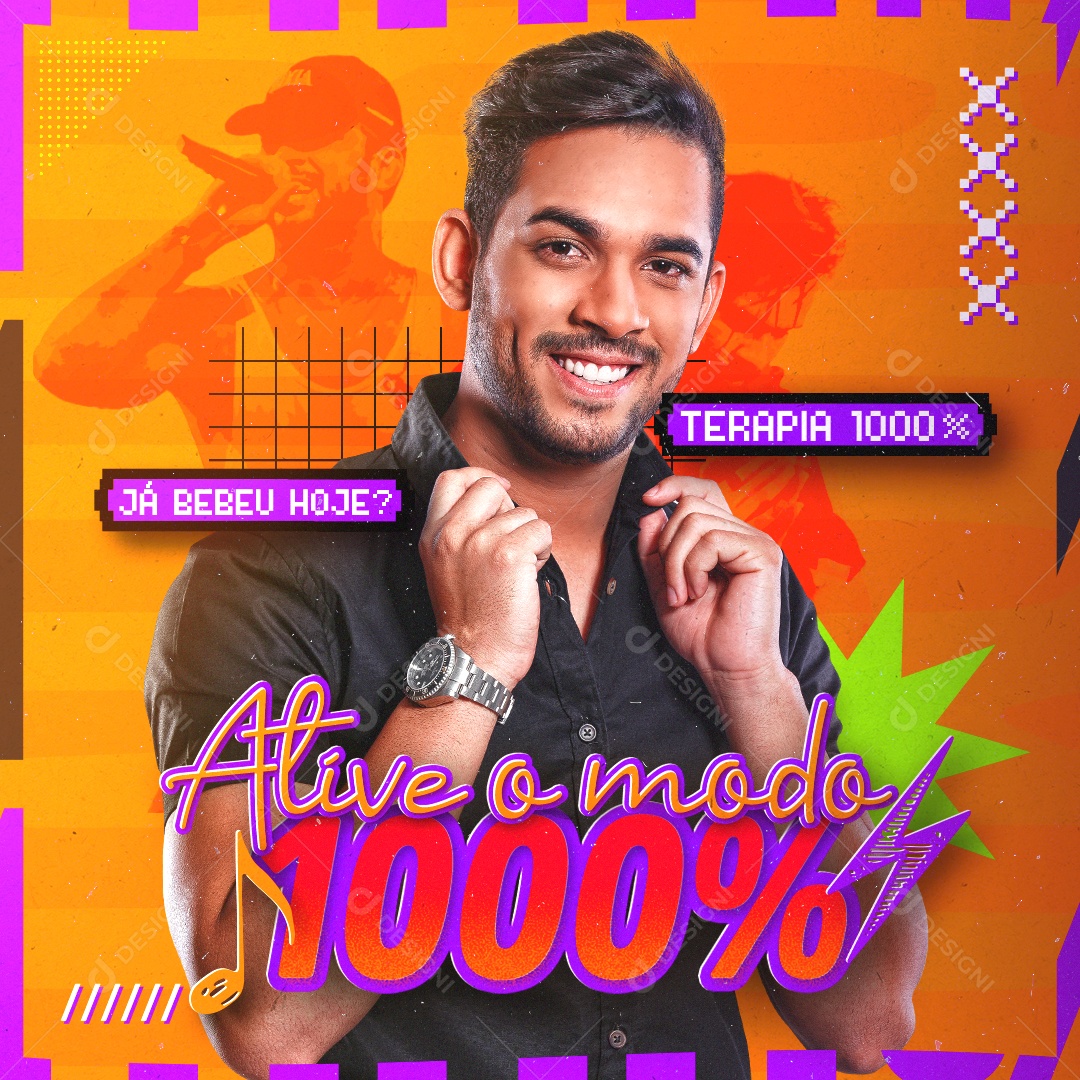 Flyer Henry Freitas Já Bebeu Hoje Terapia Ative o Modo 1000% Social Media PSD Editável