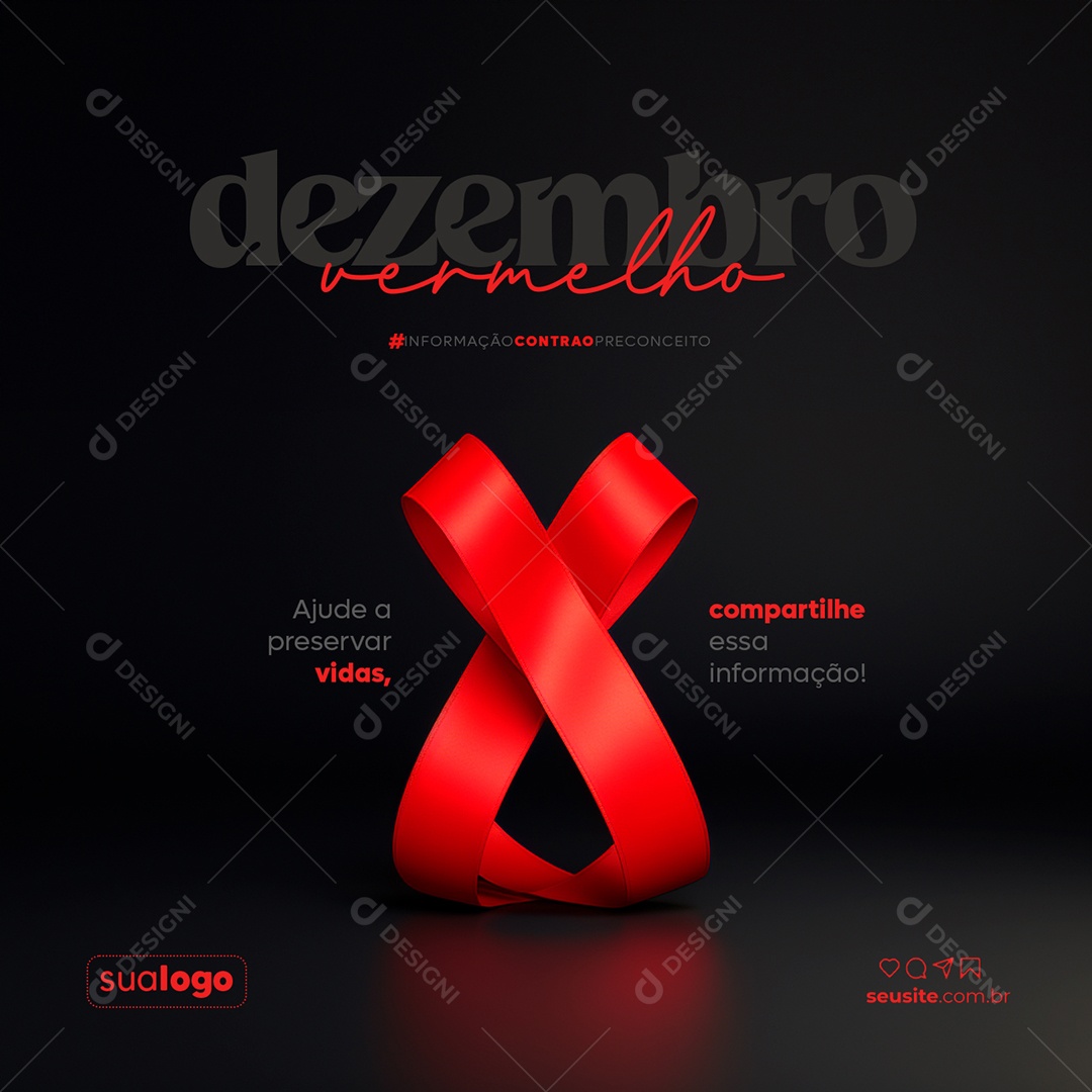 Dezembro Vermelho Ajuda a Preservar Vidas Compartilhe essa Informação Social Media PSD Editável