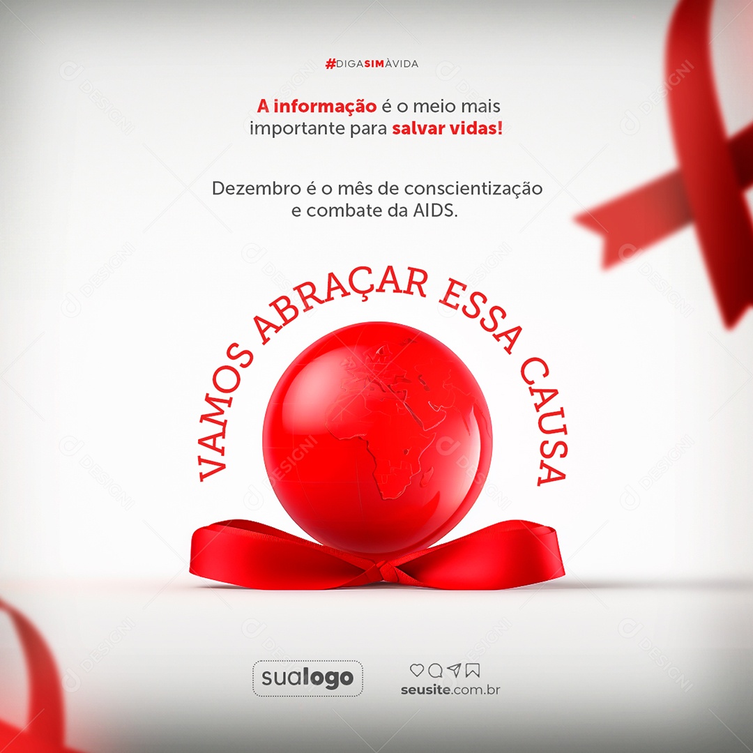 Dezembro Vermelho Dezembro é o Mês de Conscientização e Combate da AIDS Social Media PSD Editável