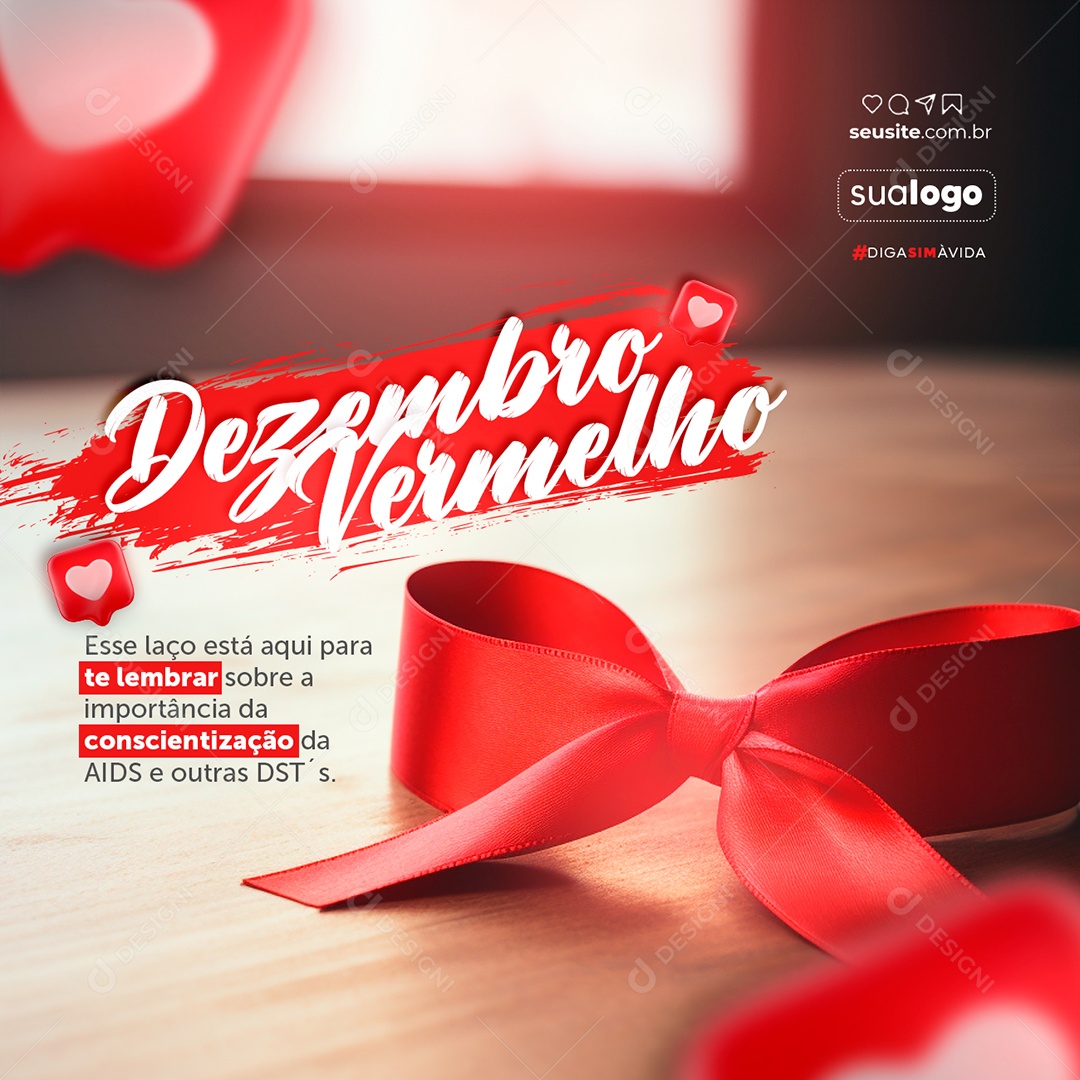 Dezembro Vermelho Esse Laço Está Aqui para Te Lembrar sobre a Importância da AIDS Social Media PSD Editável