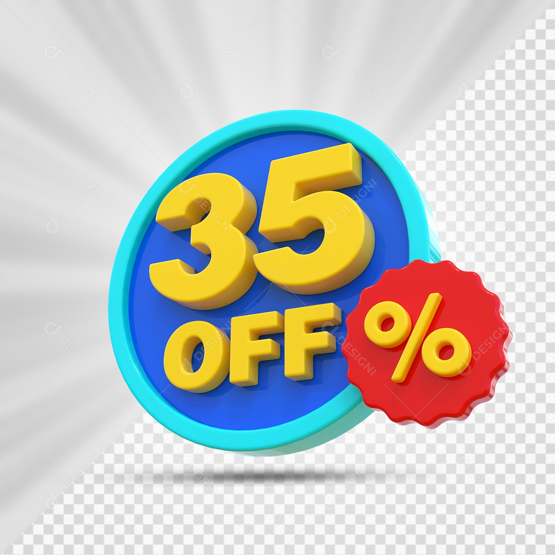 Blue Yellow and Red 35% Percent Off 3D Element for PSD Composition