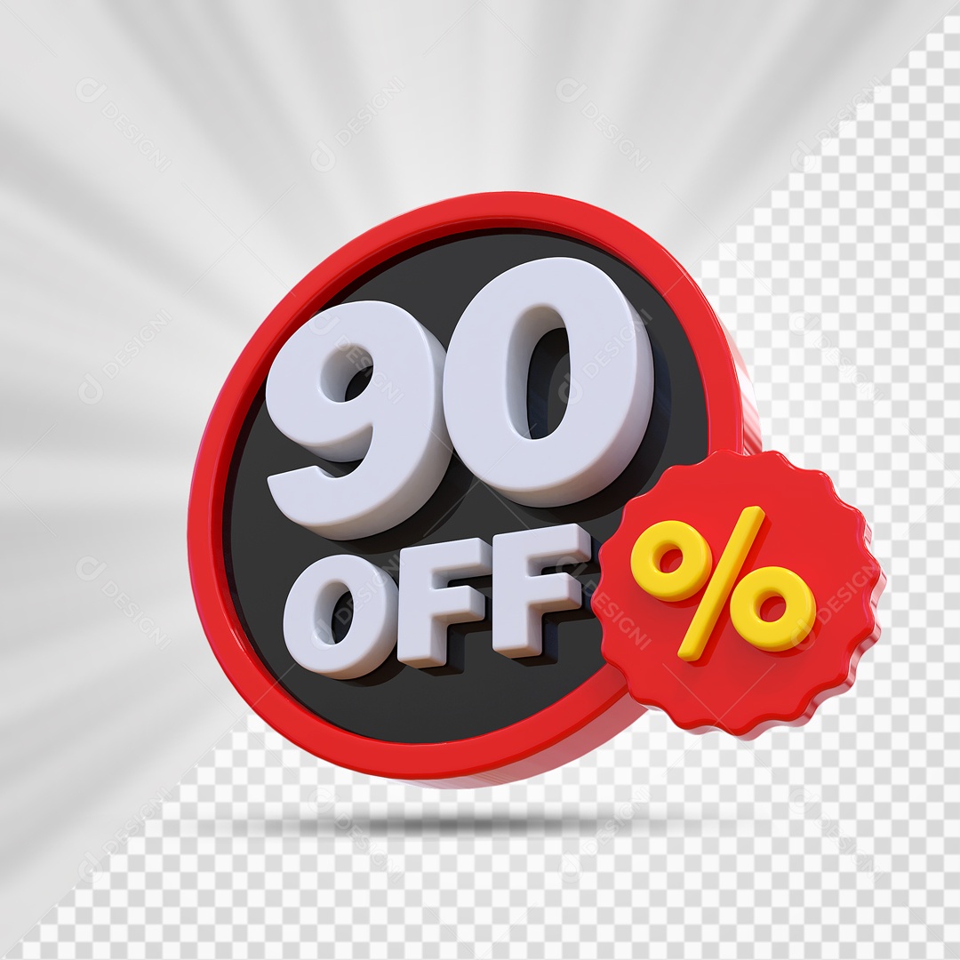 3D Red Black and White Element 90% Percent Off for PSD Composition