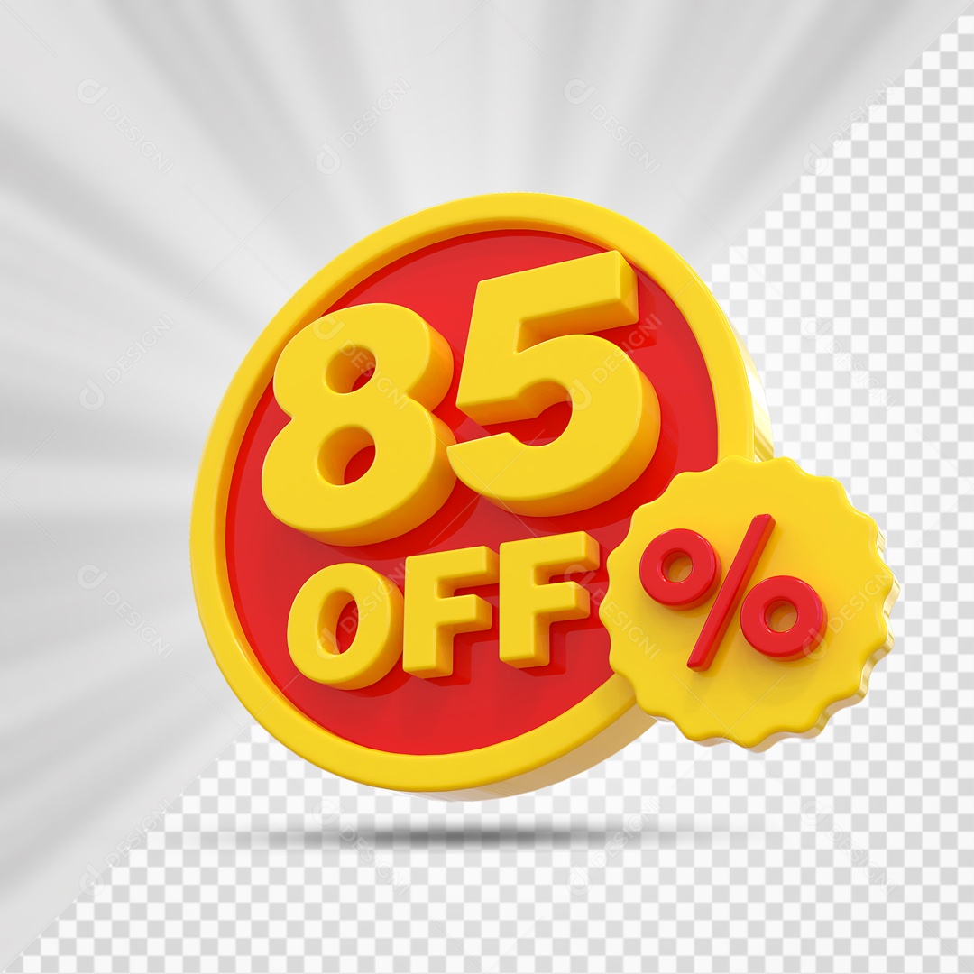 Elemento 3D Vermelho e Amarelo 85% Porcento Off Para Composição PSD