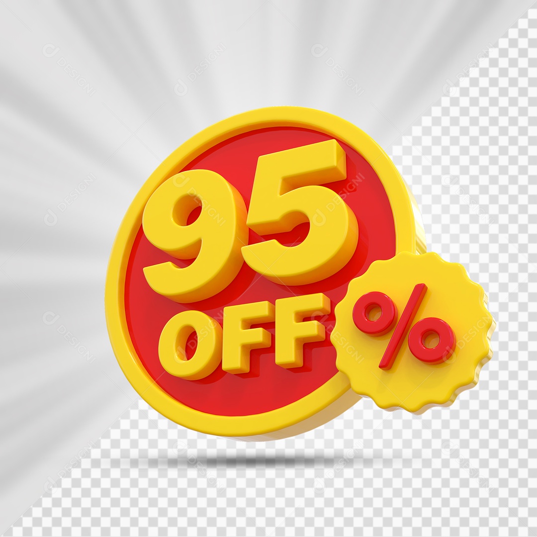 Elemento 3D Vermelho e Amarelo 95% Porcento Off Para Composição PSD
