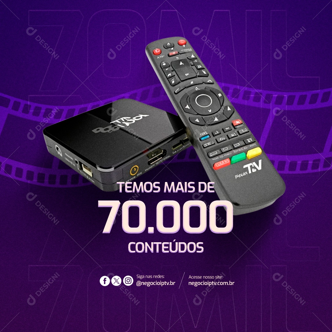 Revenda IPTV Temos Mais De 70.000 Conteúdos Social Media PSD Editável