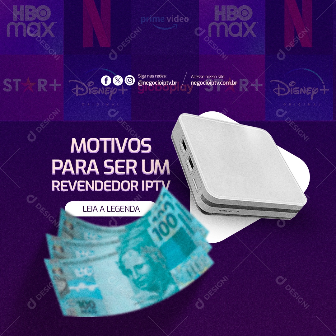 Motivos para Ser Um Revendedor IPTV Social Media PSD Editável