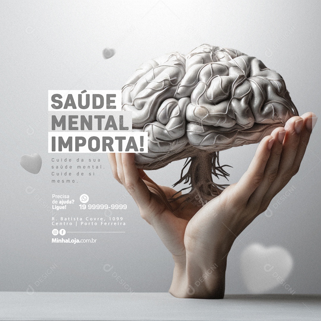 Janeiro Branco Saúde Mental Importa Cuide da sua Saúde Mental Social Media PSD Editável