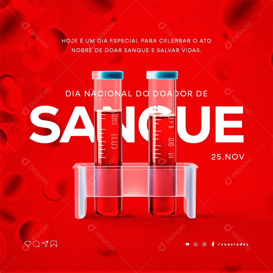 Social Media Dia Nacional do Doador de Sangue 25 de Novembro PSD Editável