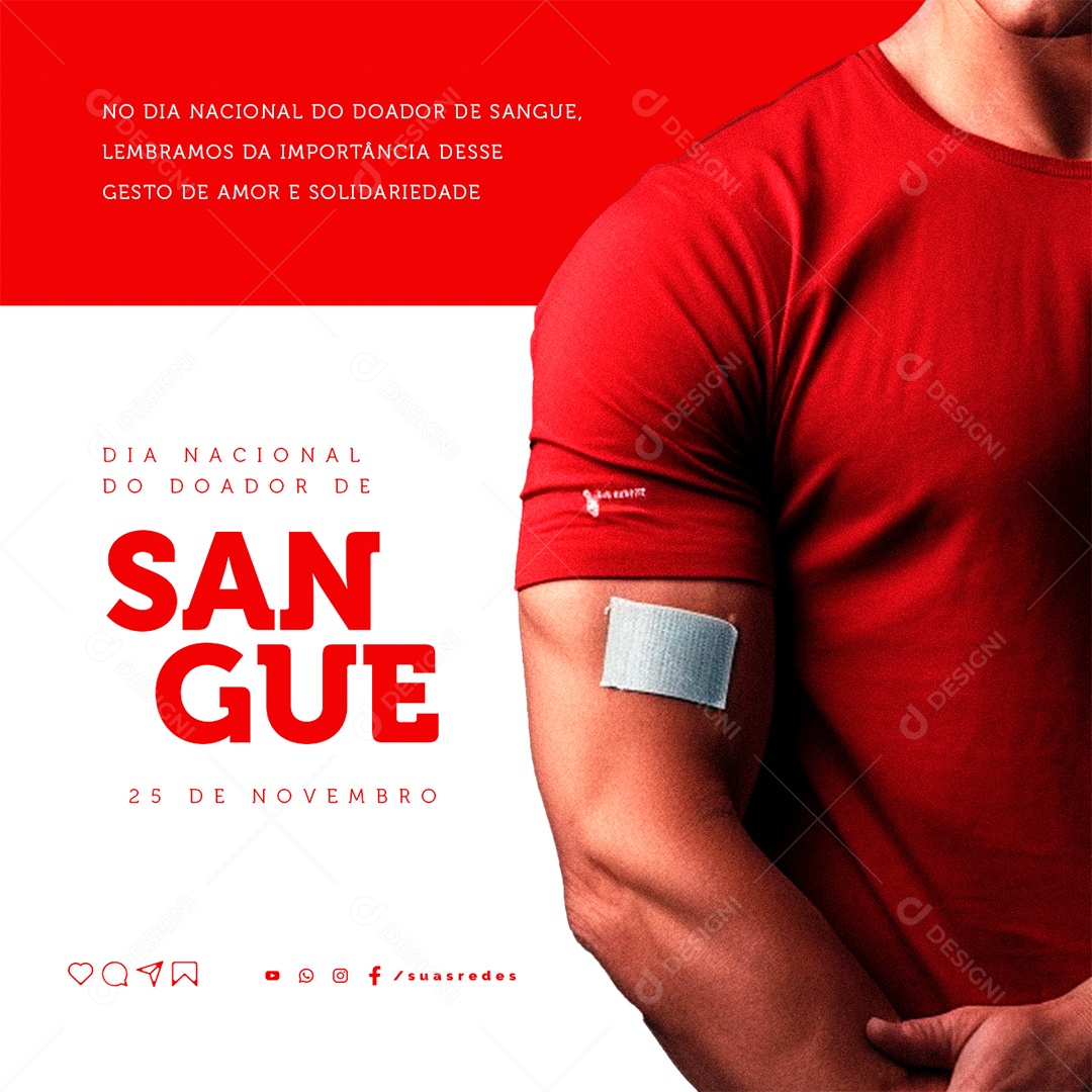 Dia Nacional do Doador de Sangue 25 de Novembro Social Media PSD Editável