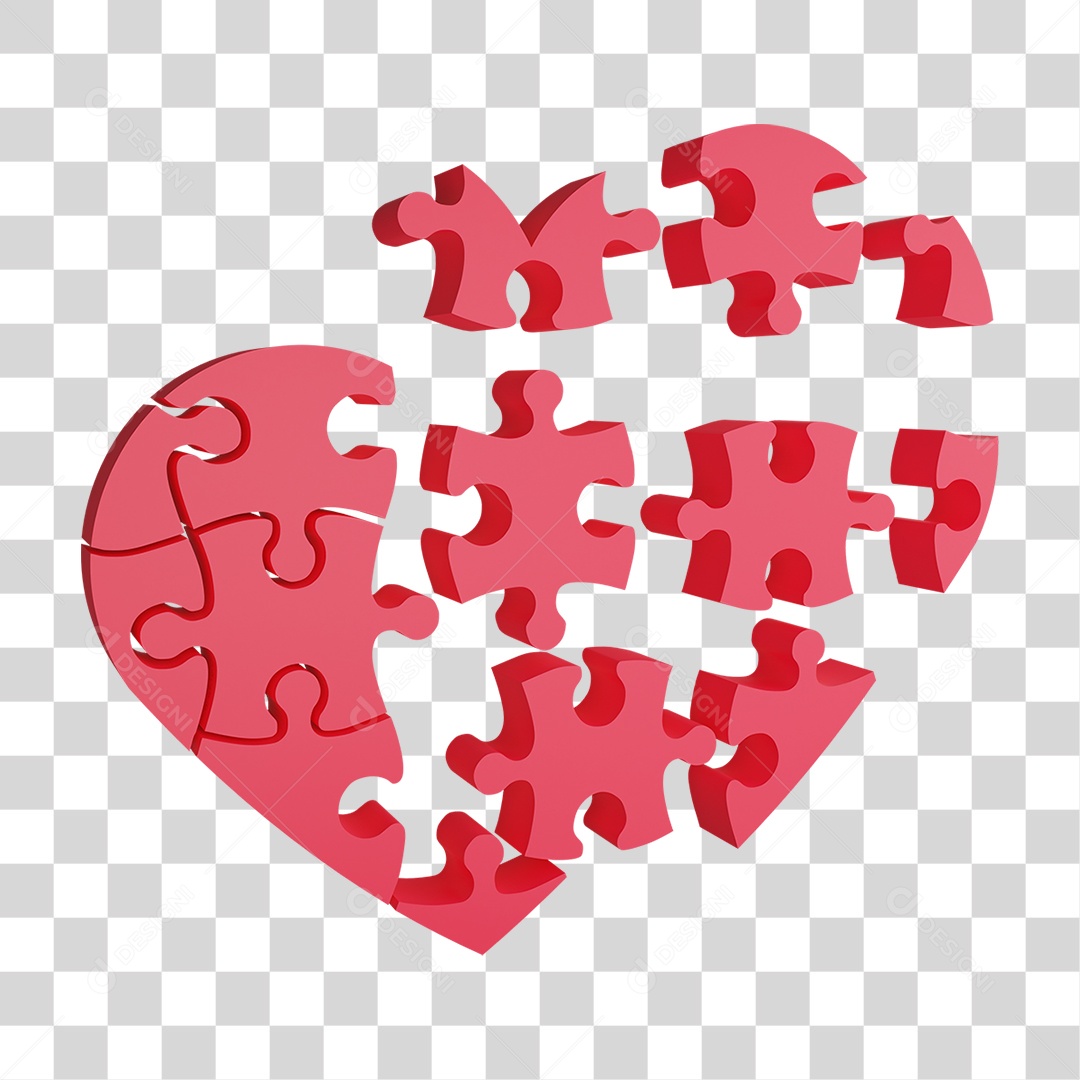 Coração de Quebra Cabeças PNG Transparente