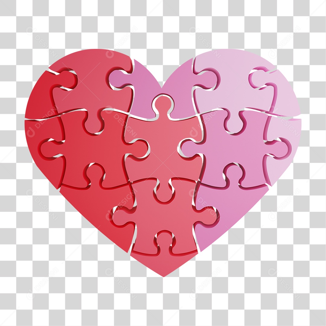 Coração de Quebra Cabeças PNG Transparente